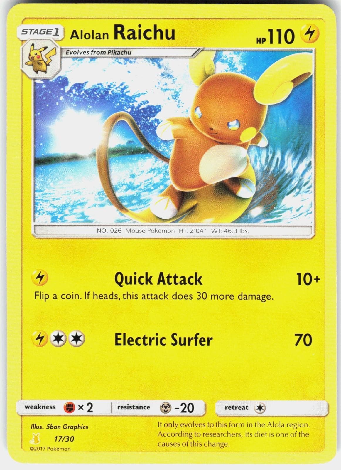 Alolan Raichu (#17 Non-Holo) SM Trainer Kit: Lycanroc & Alolan Raichu Pokemon NM
