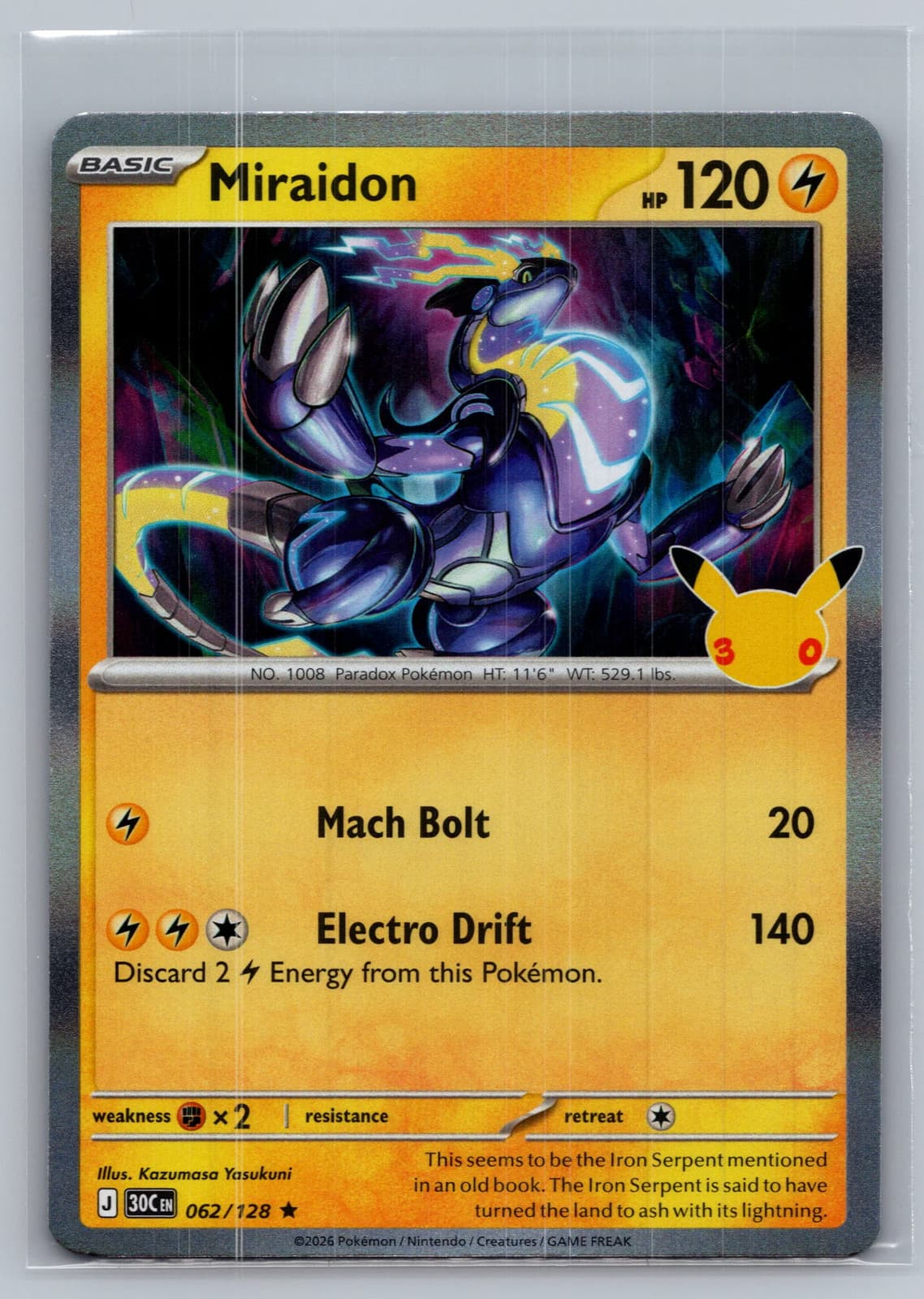 Miraidon #62/128 2026 30th Celebration Pokemon TCG