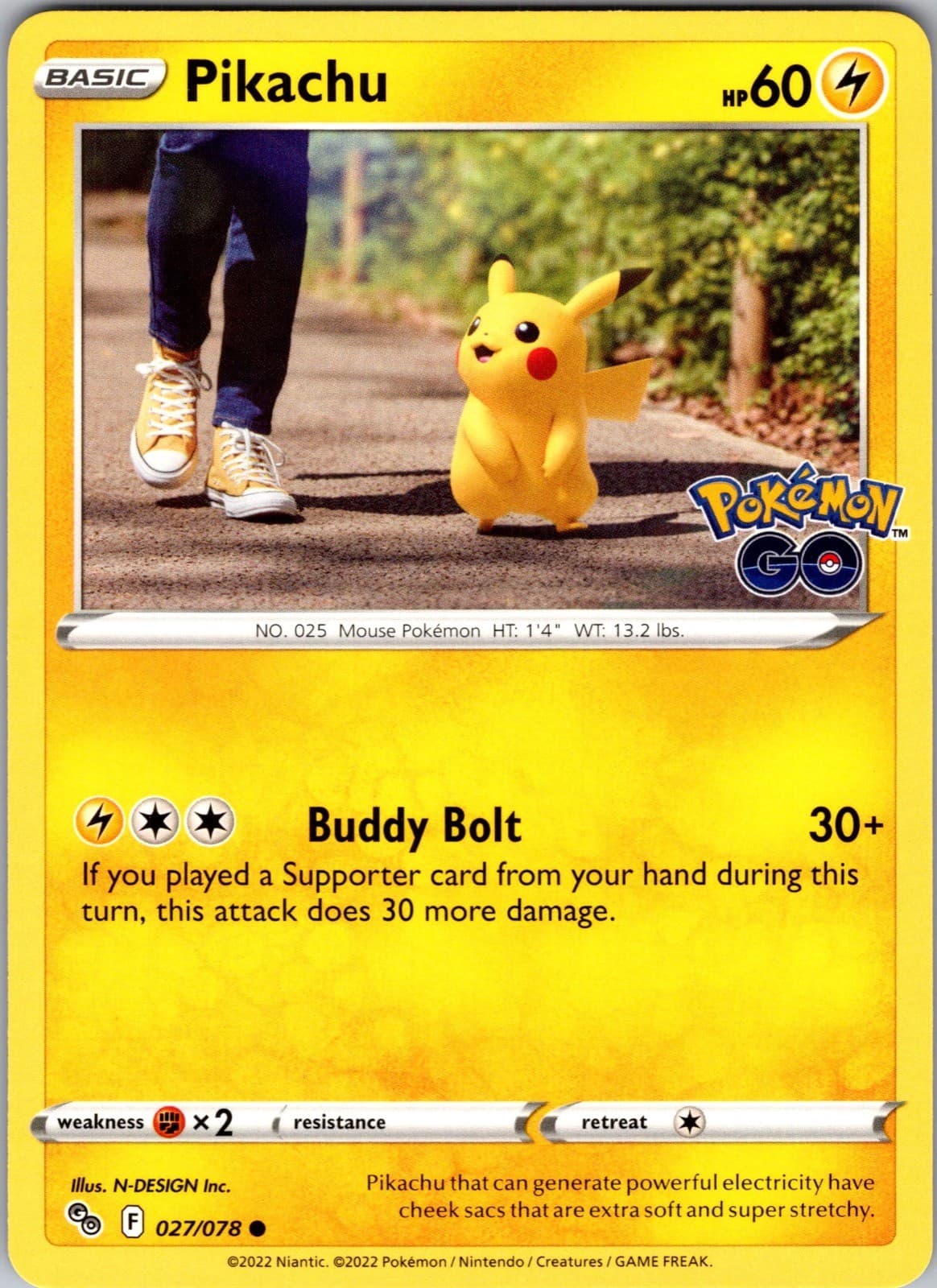 Pikachu (27) Common Pokemon GO 027/078 NM