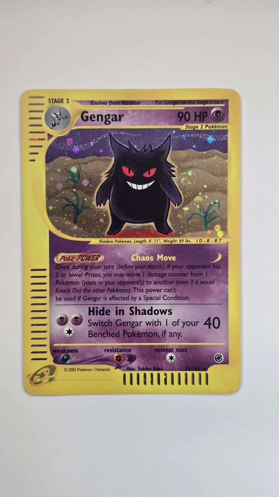 2002 Pokémon Gengar TCG Expedition Holo Rare Card 13/165 - LP w/ SWIRL