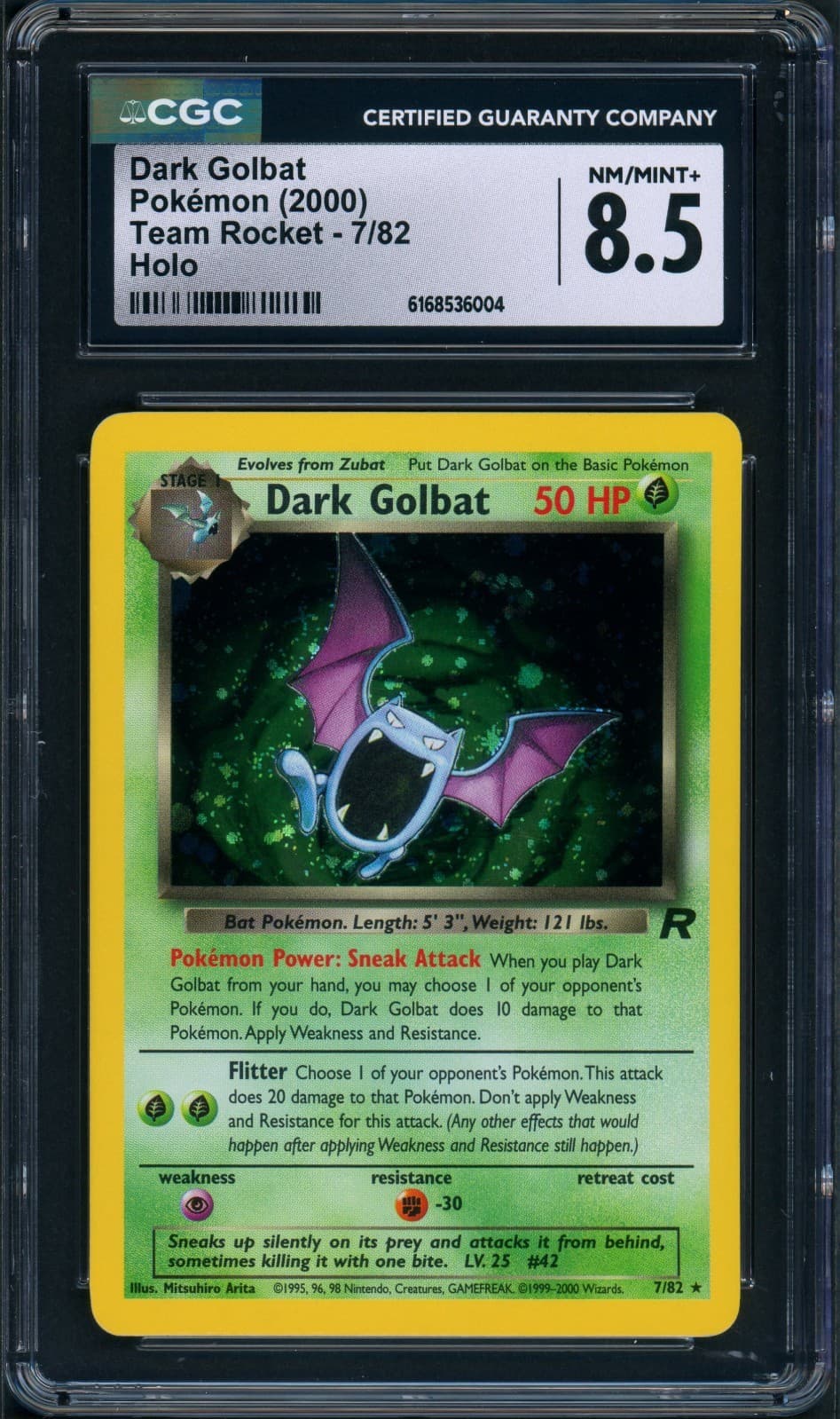 CGC 8.5 NM/MINT+ Dark Golbat Team Rocket 7/82 Holo Pokemon Card