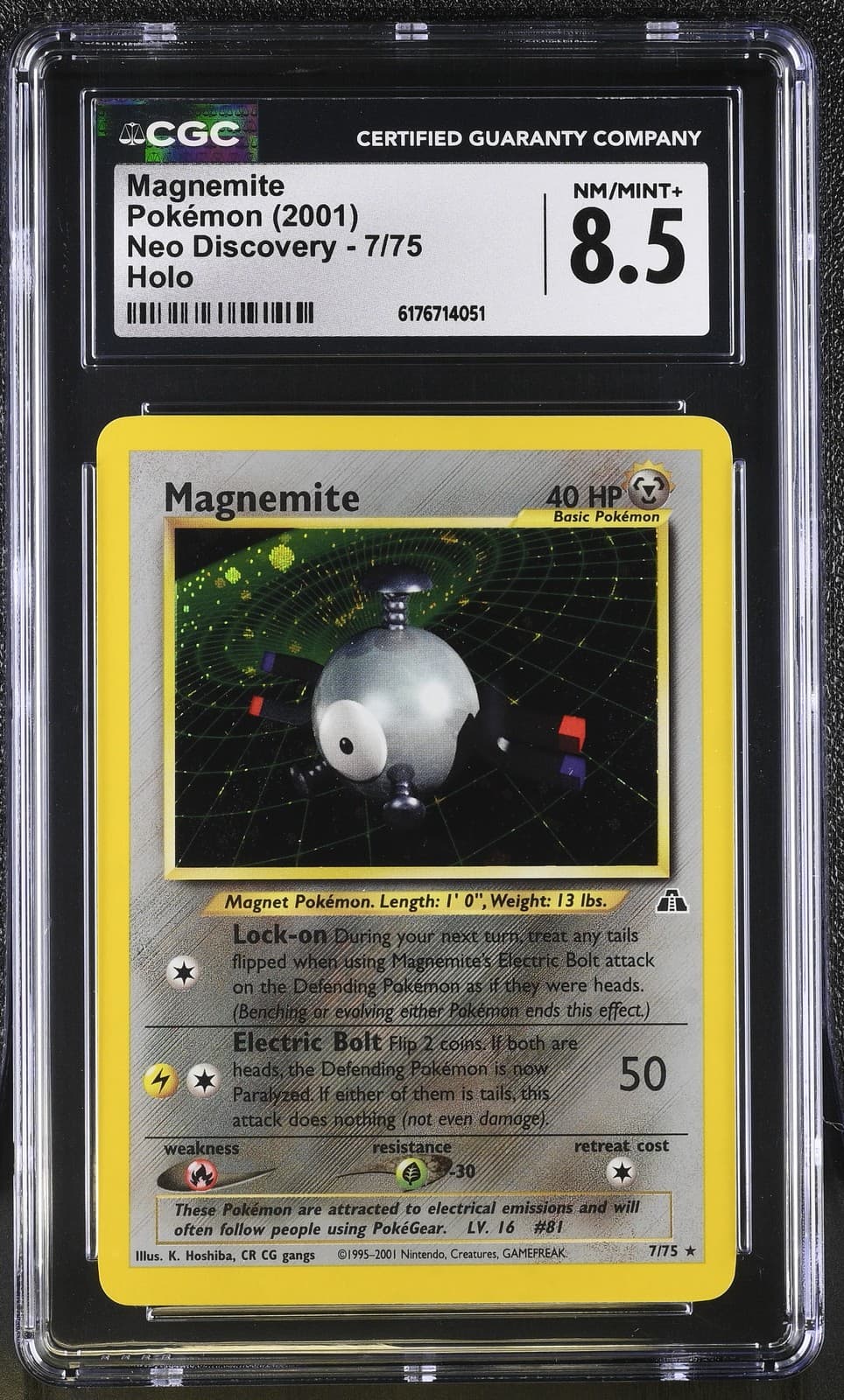 CGC 8.5 Magnemite 7/75 Neo Discovery Holo Pokemon Card