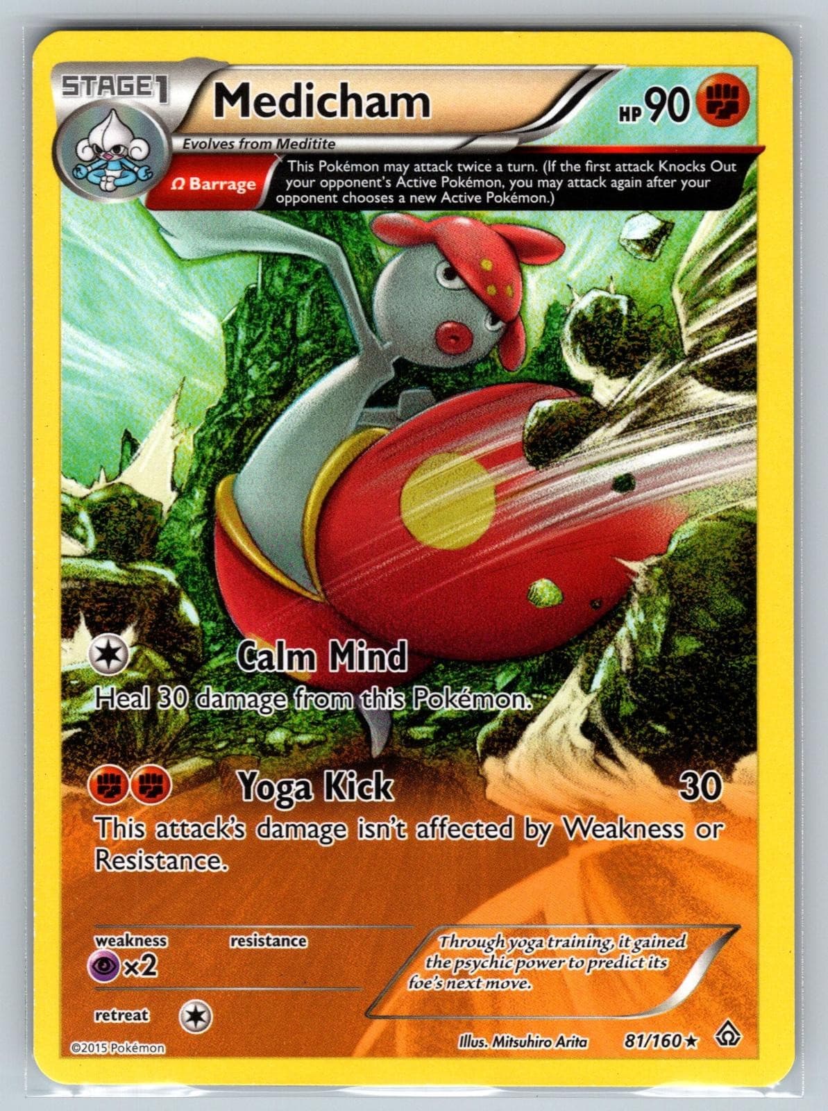 Medicham 81/160 Rare Primal Clash Pokemon Moderately Played