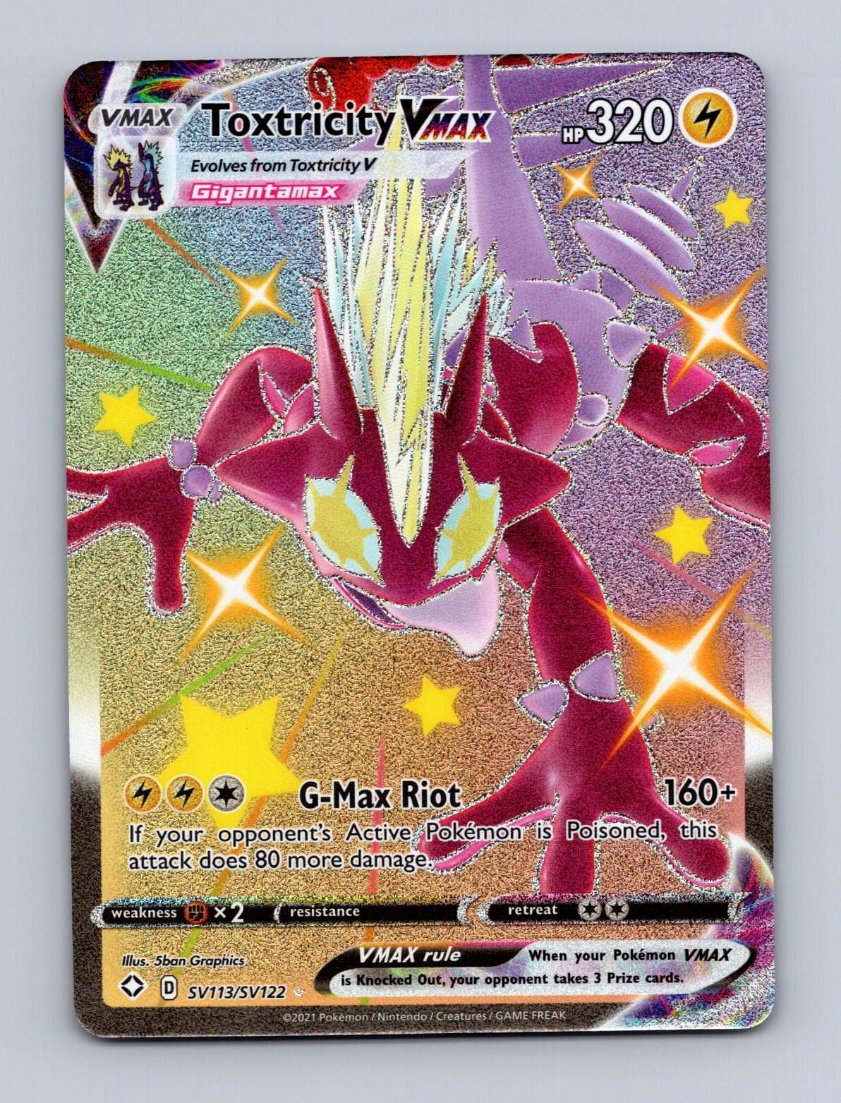 Toxtricity VMAX SV113/SV122 Holo VMAX Rare Shining Fates Shiny Vault Pokemon NM