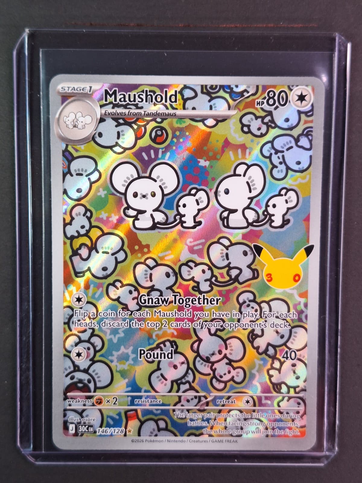 Maushold 146/128 30th Celebration English Holo Full Art Illustration Rare 80 HP