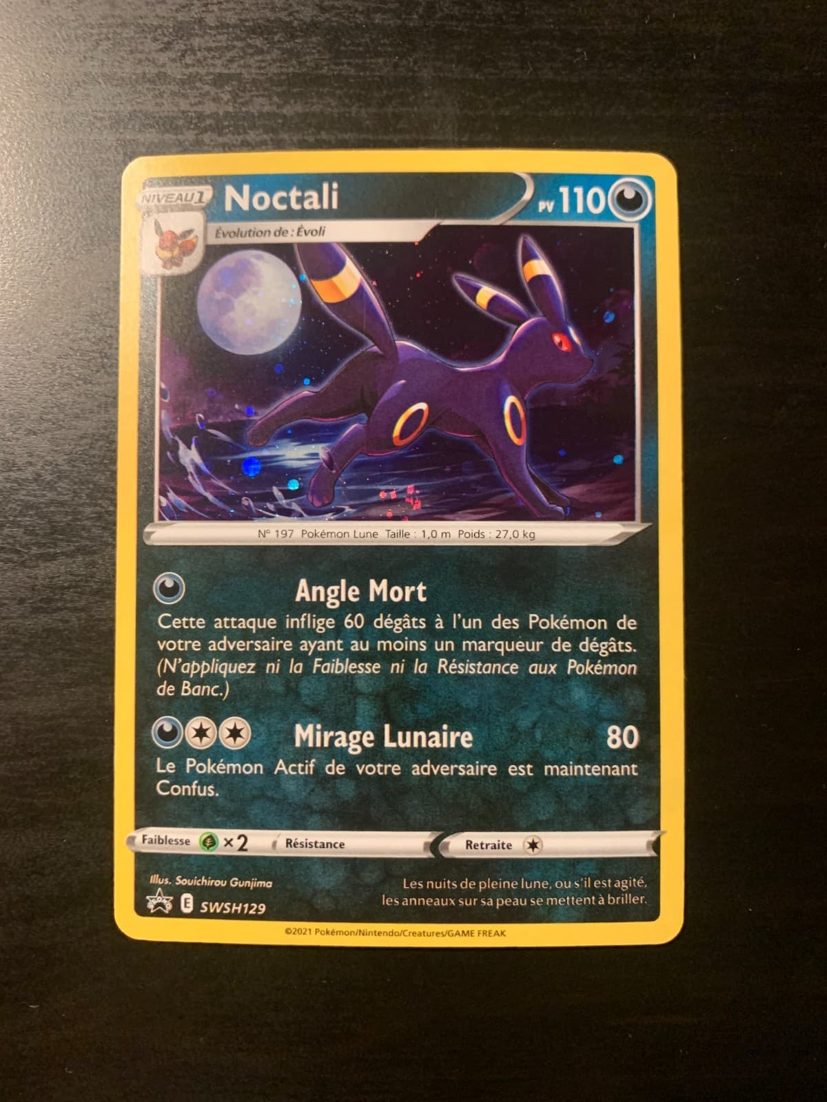 Carte Pokémon HOLO Noctali SWSH129 Promo Epée & Bouclier FR NEUF