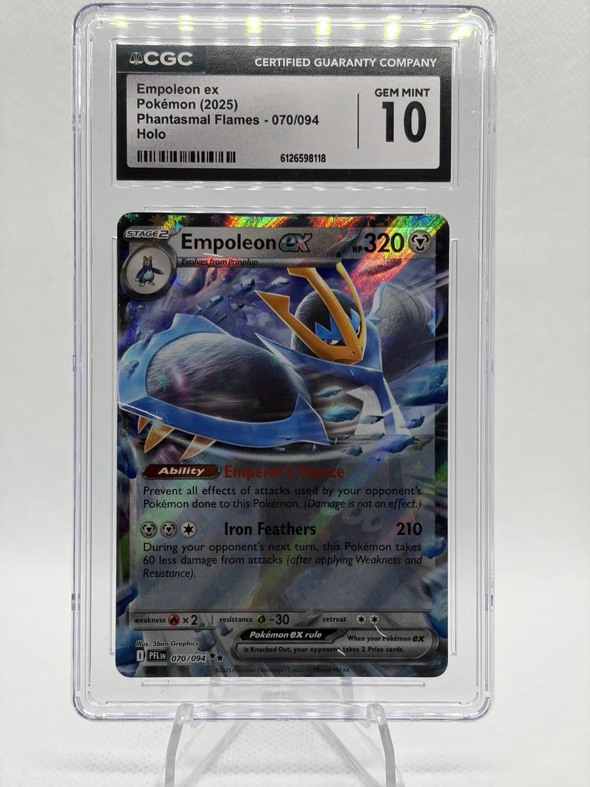 Empoleon ex 070/094 Phantasmal Flames Double Rare CGC 10 Gem Mint Pokemon 2025