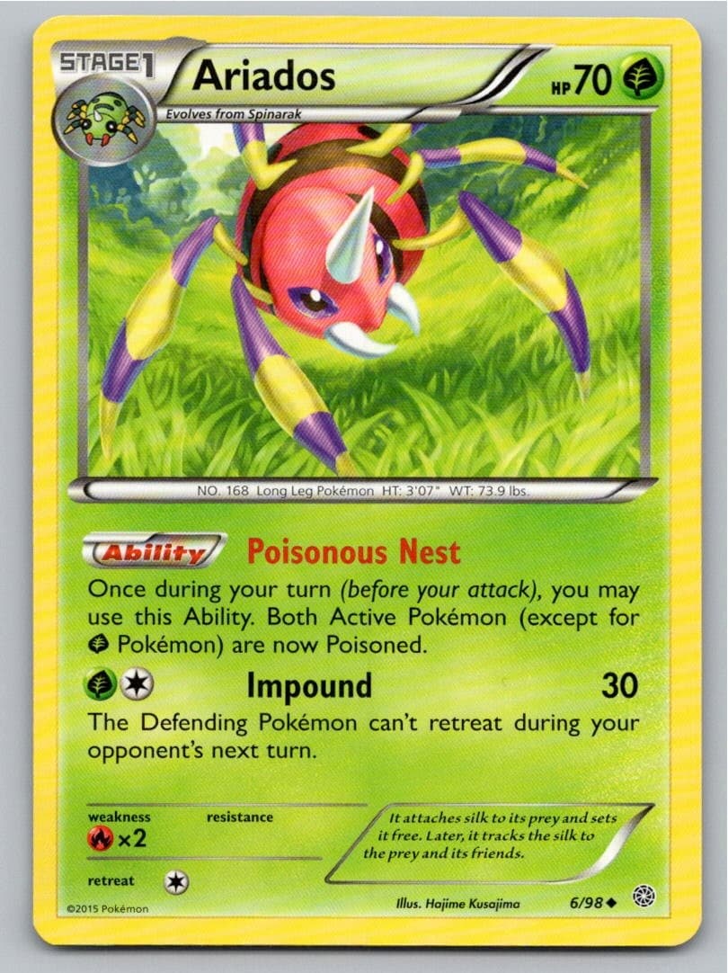 2015 POKEMON ARIADOS ANCIENT ORIGINS 6/98 UC NM A91199 FREE S&H