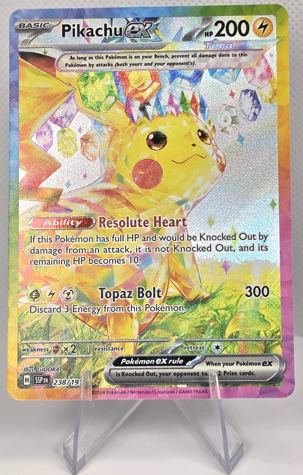 Pikachu ex 238/191 Sv08: Surging Sparks Special Illustration Rare Full Art Holo
