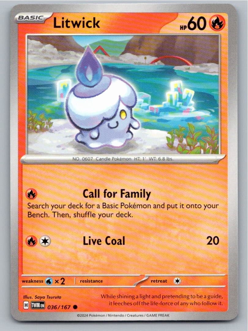 2024 POKEMON LITWICK TWILIGHT MASQUERADE 036/167 COMMON NM A35275 FREE S&H