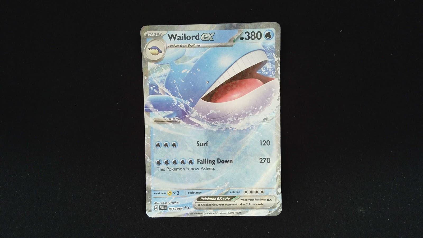 Pokemon Wailord Ex 16/84 Pitch Black Double Rare Holo