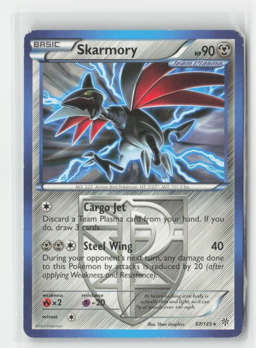 Skarmory 87/135 Rare Plasma Storm Pokemon Moderately Played