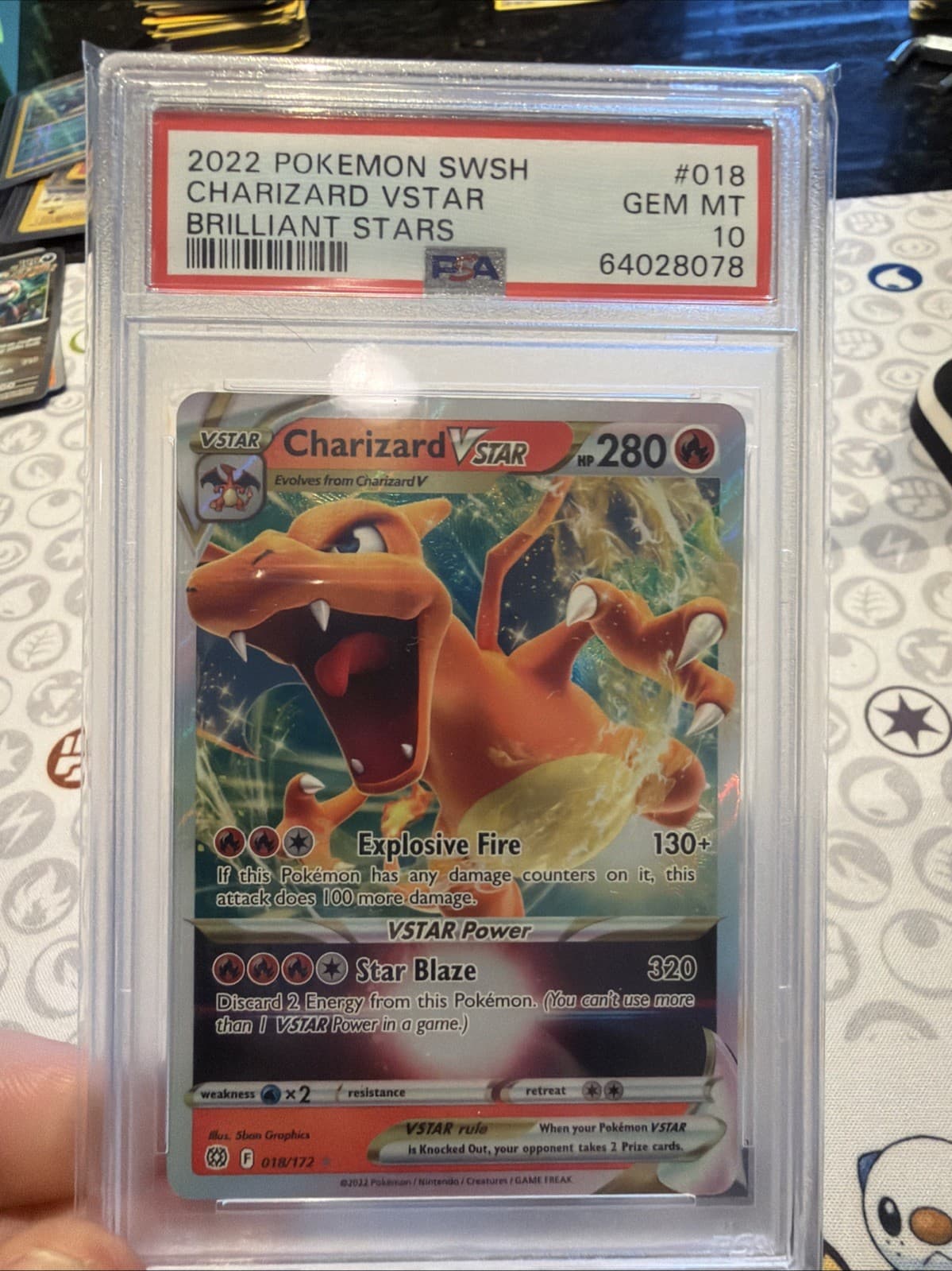 2022 POKEMON SWORD & SHIELD BRILLIANT STARS #018 CHARIZARD VSTAR PSA 10