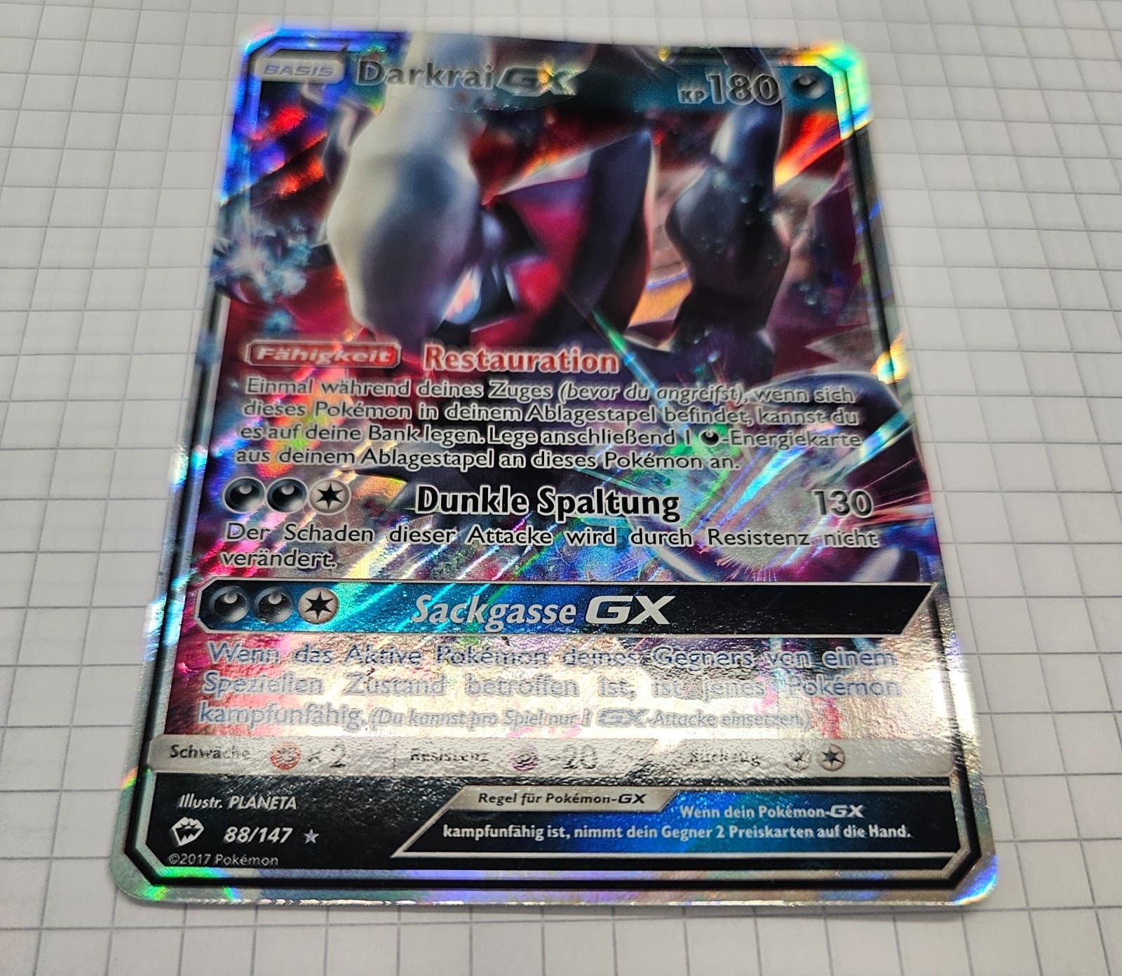 Pokémonkarte Darkrai GX 88/147 Nacht in Flammen Holo
