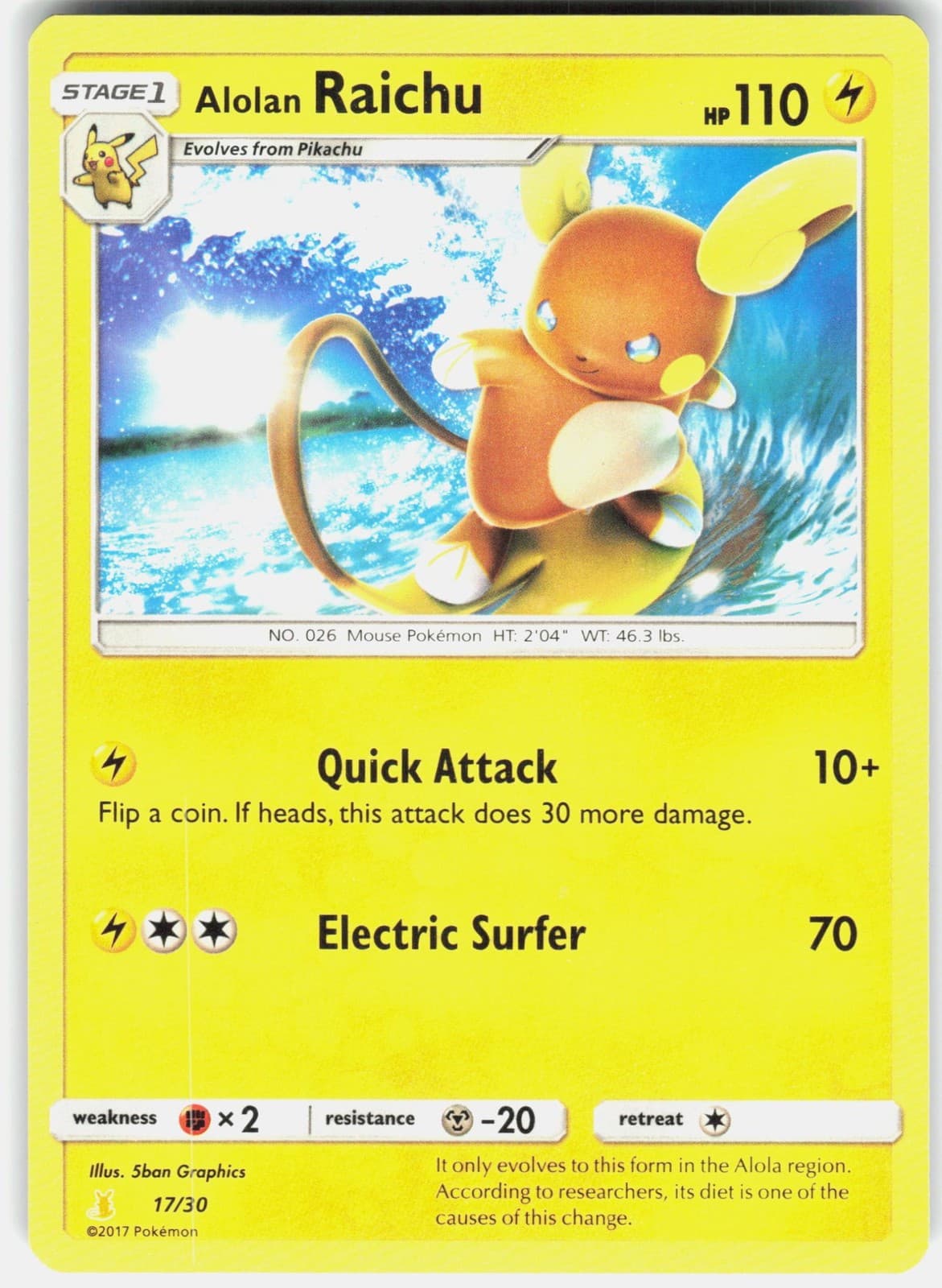 Alolan Raichu (#17 Non-Holo) 17/30 SM Trainer Kit: Lycanroc & A... Pokemon LP LP