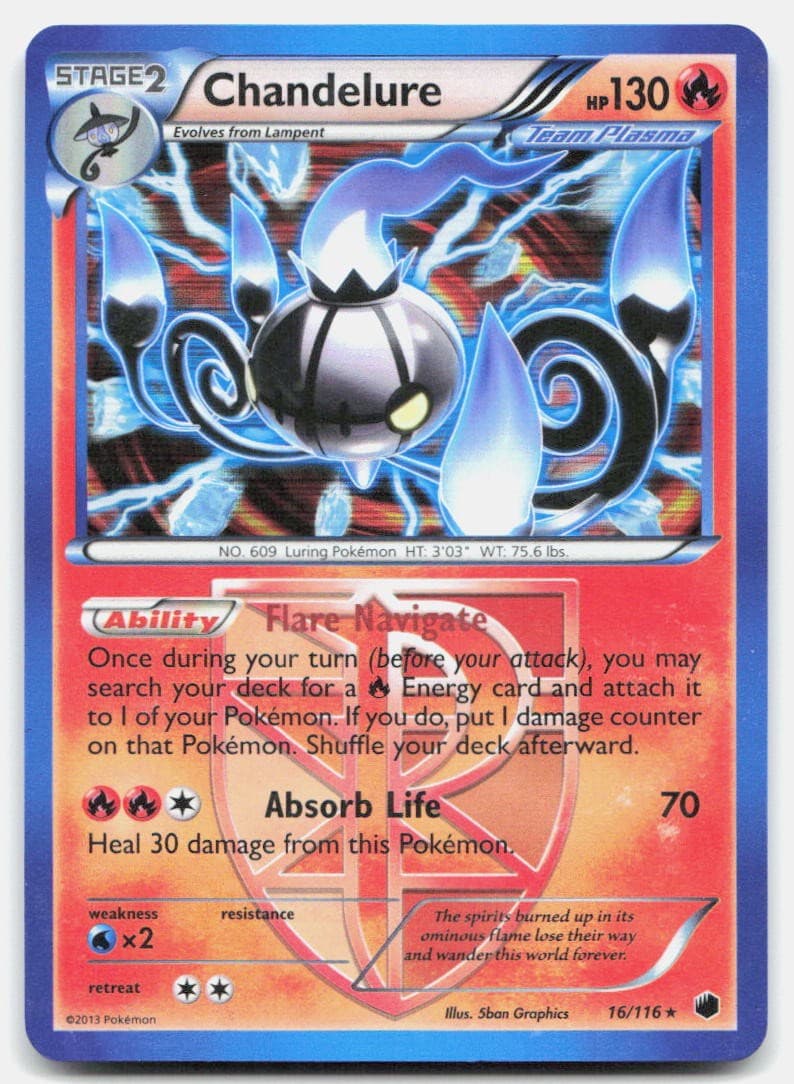 Plasma Freeze Chandelure 16/116 Moderately Played Holo Pokemon R Tcg Card