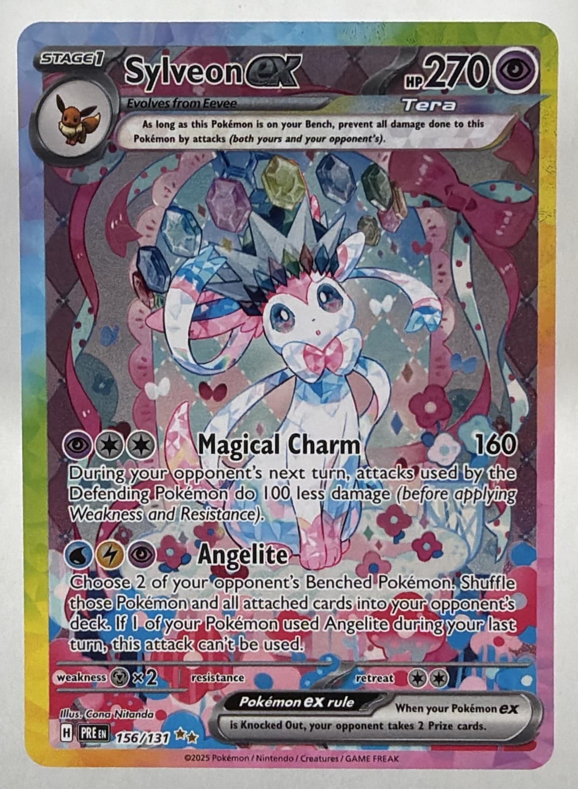 2025 Pokemon Prismatic Evolutions Sylveon ex #156/131 Special Illustration Rare