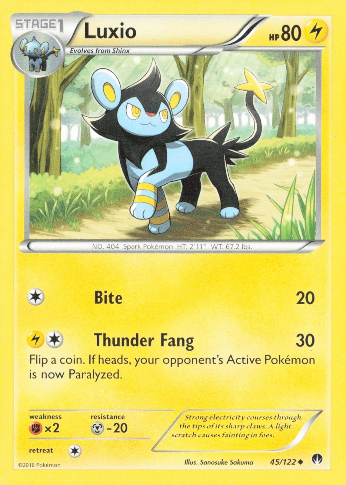 LUXIO 45/122 BREAKPOINT POKEMON LIGHTLY PLAYED