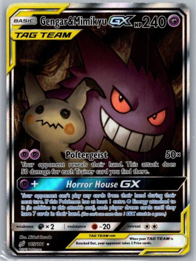 Gengar & Mimikyu GX (Alternate Full Art) 165/181 Sm-Team Up Holo