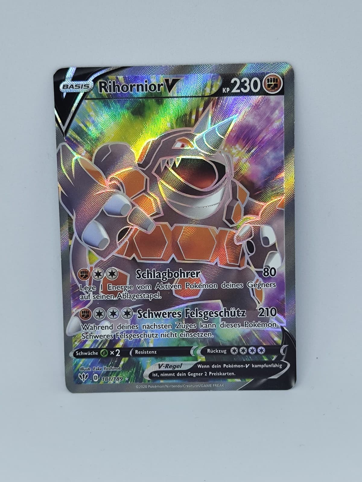 Rihornior V 181/189 Flammende Finsternis Deutsch Pokemon TCG
