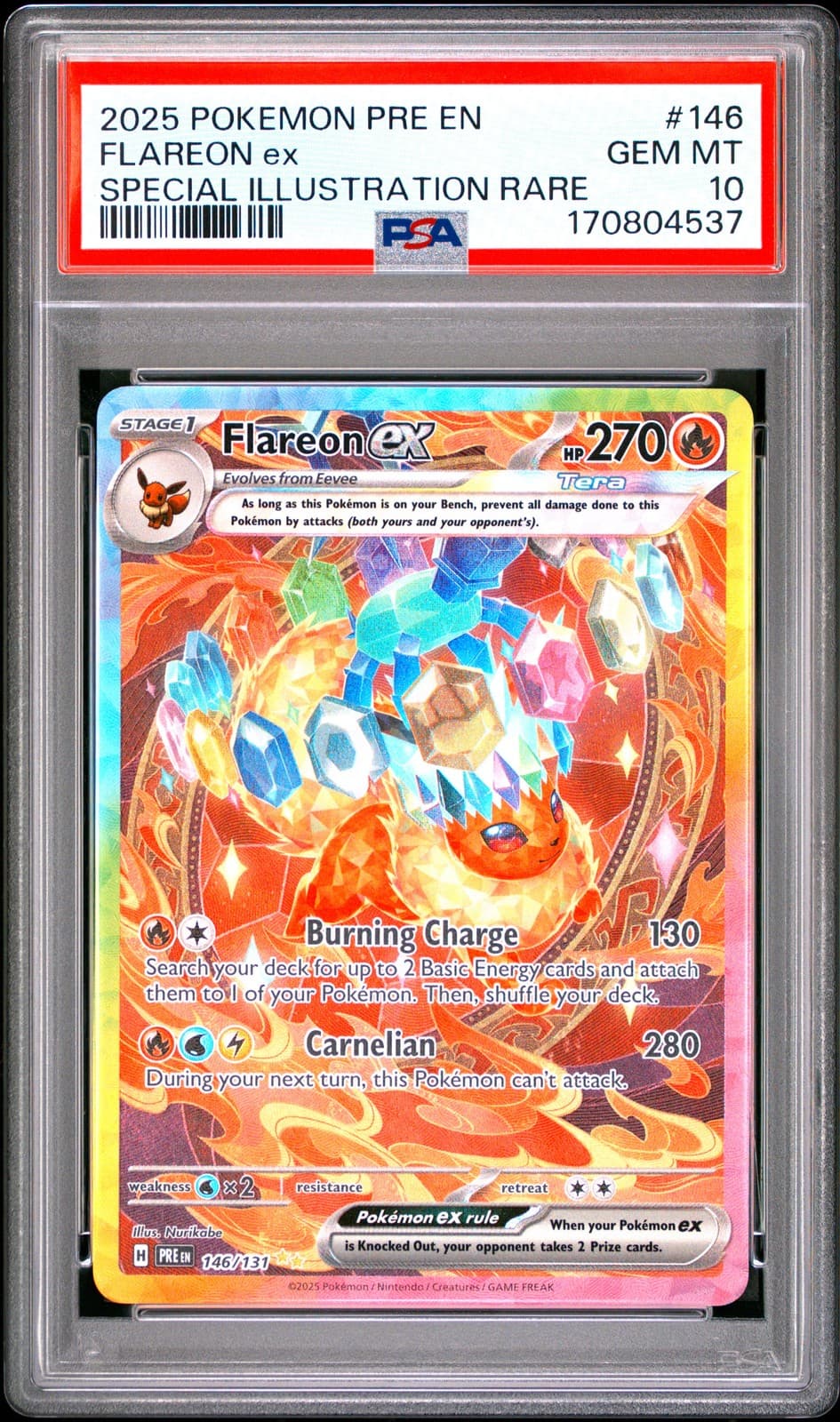 2025 POKEMON PRE EN-PRISMATIC EVOLUTIONS #146 FLAREON EX PSA 10