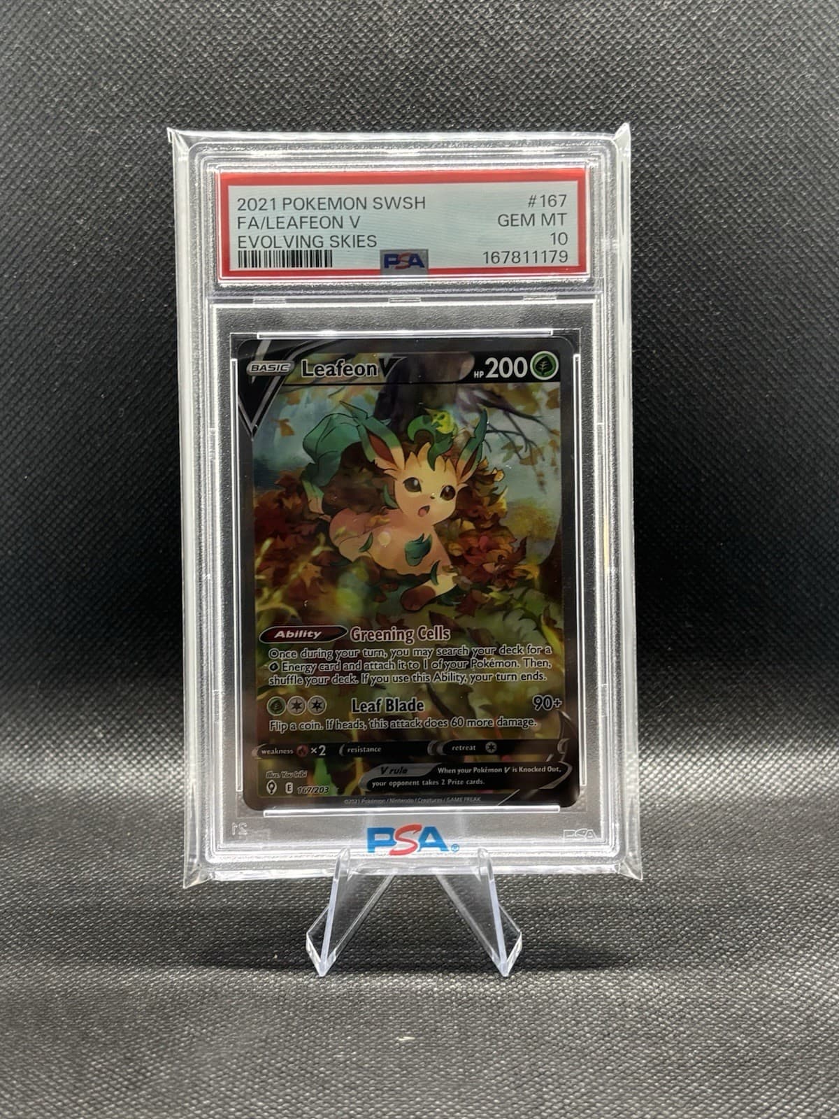 Leafeon V (Alternate Full Art) 167/203 SWSH07: Evolving Skies Holo PSA 10