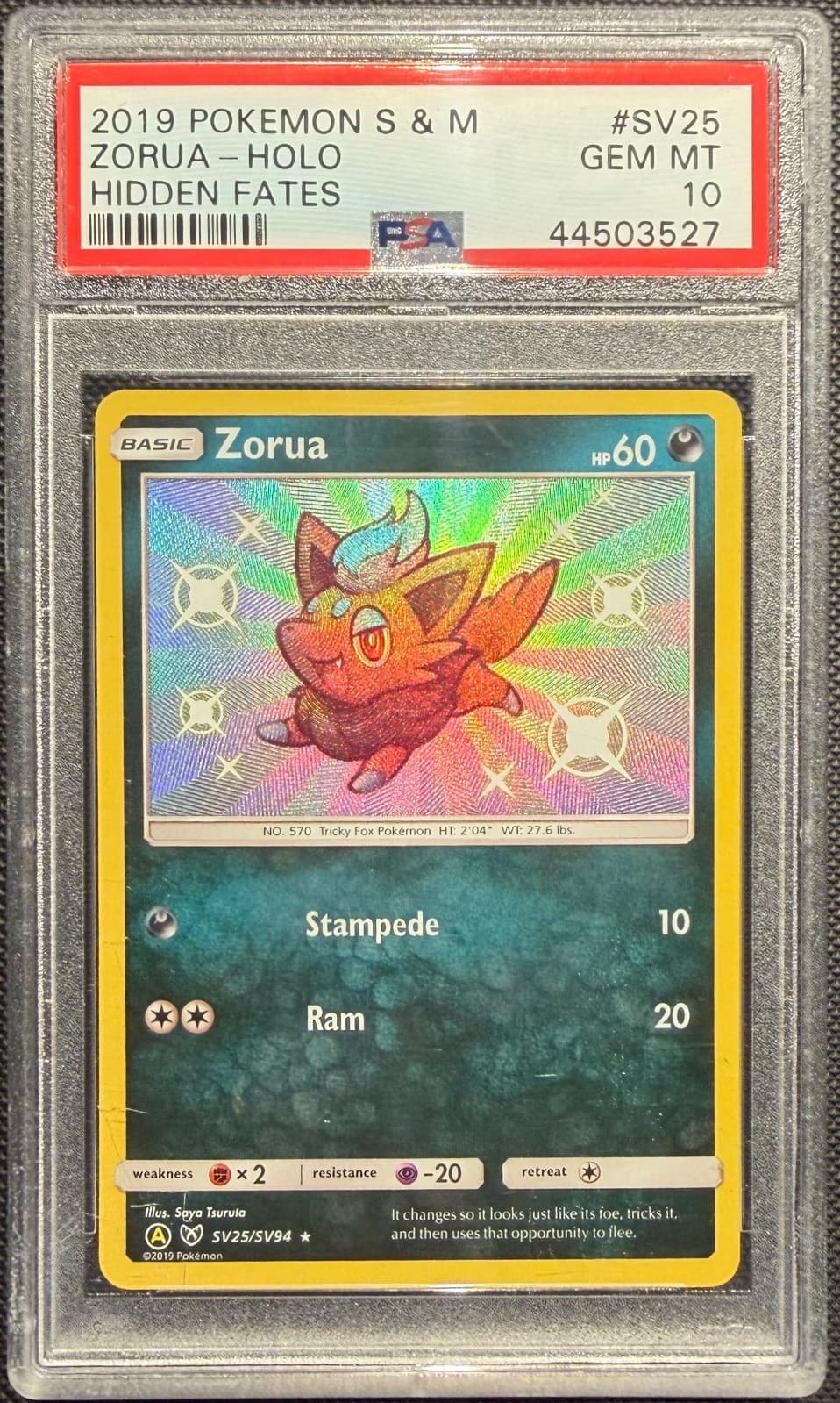 Pokémon Hidden Fates Zorua SV25/SV94 PSA 10