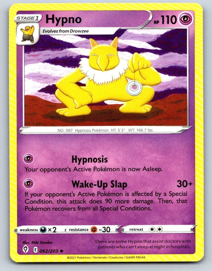 Hypno 062/203 Uncommon Evolving Skies Pokemon Near Mint
