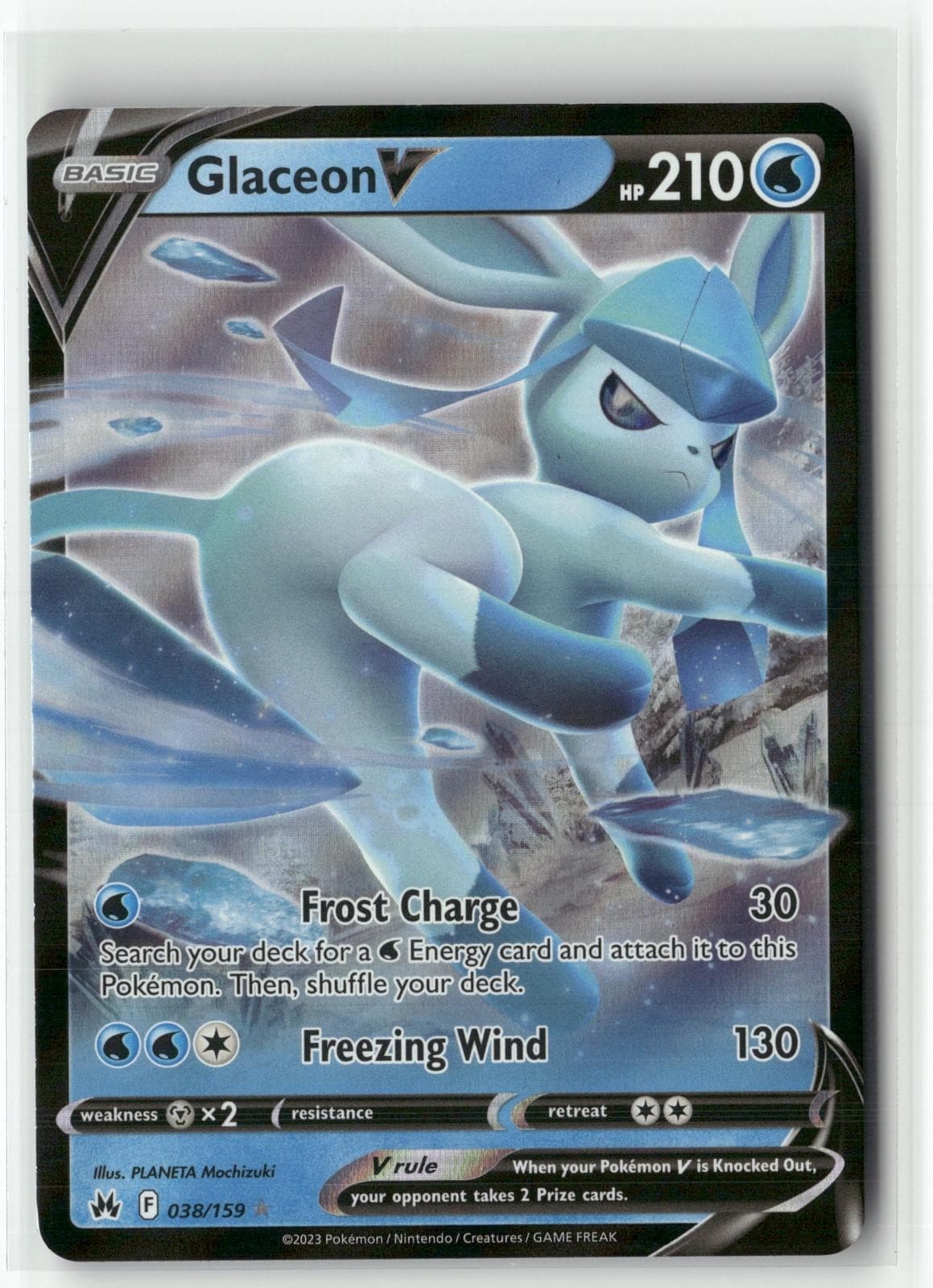 Glaceon V 038/159 Holo V Rare Crown Zenith Pokemon NM