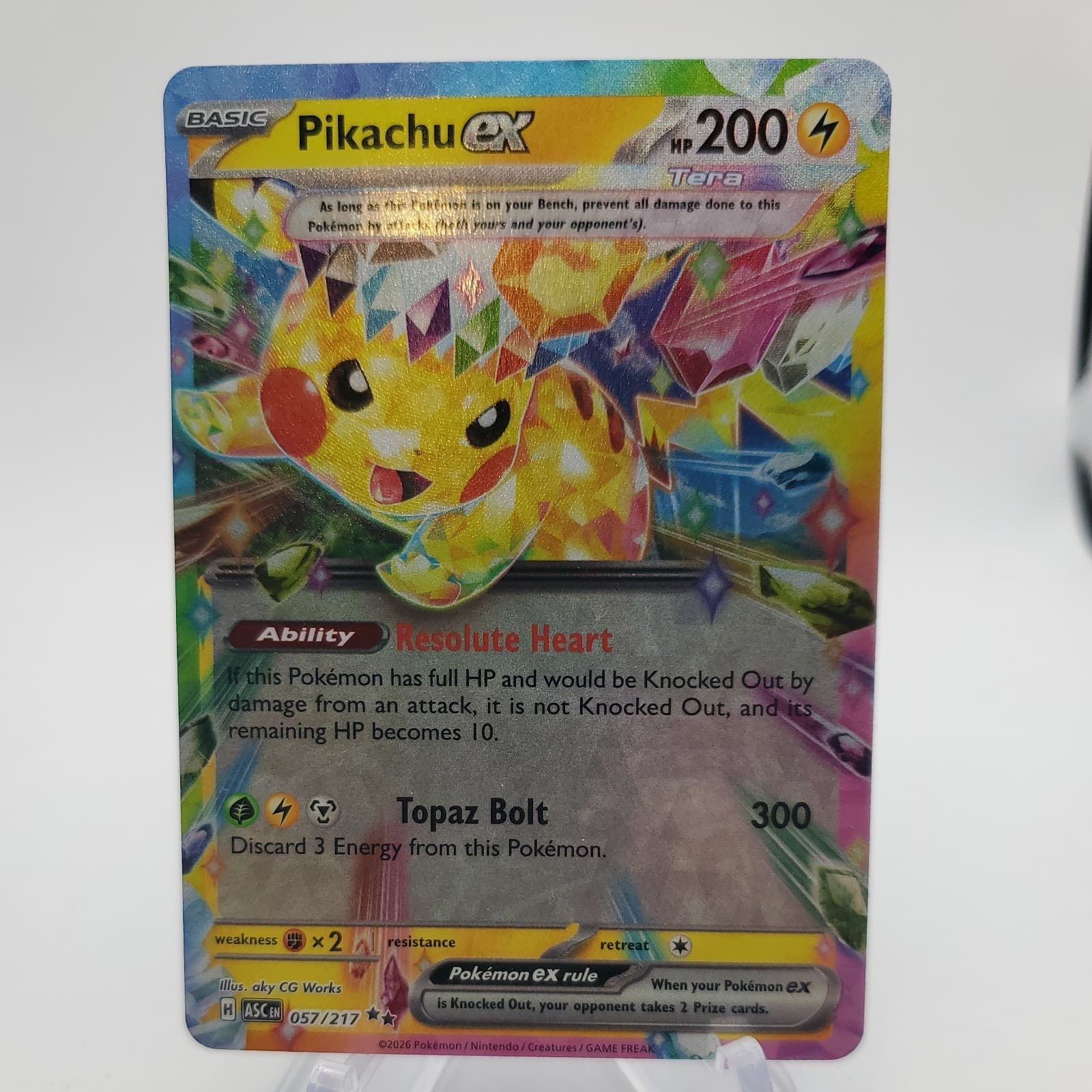 PIKACHU EX 057/217 ASCENDED HEROES POKEMON HOLO NM/M ASC