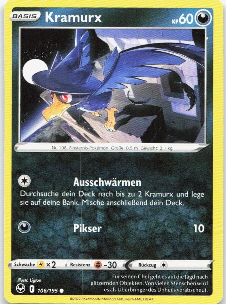 Pokémon Kramurx Silberne Sturmwinde #106 EX DE