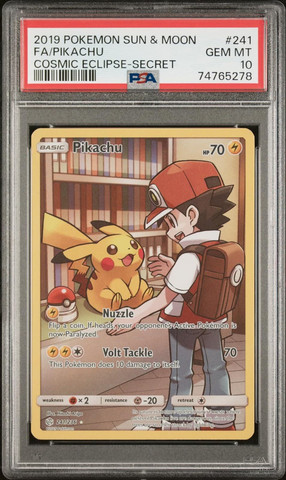 2019 Pokemon Cosmic Eclipse Pikachu Full Art Cosmic Eclipse Secret #241 PSA 10
