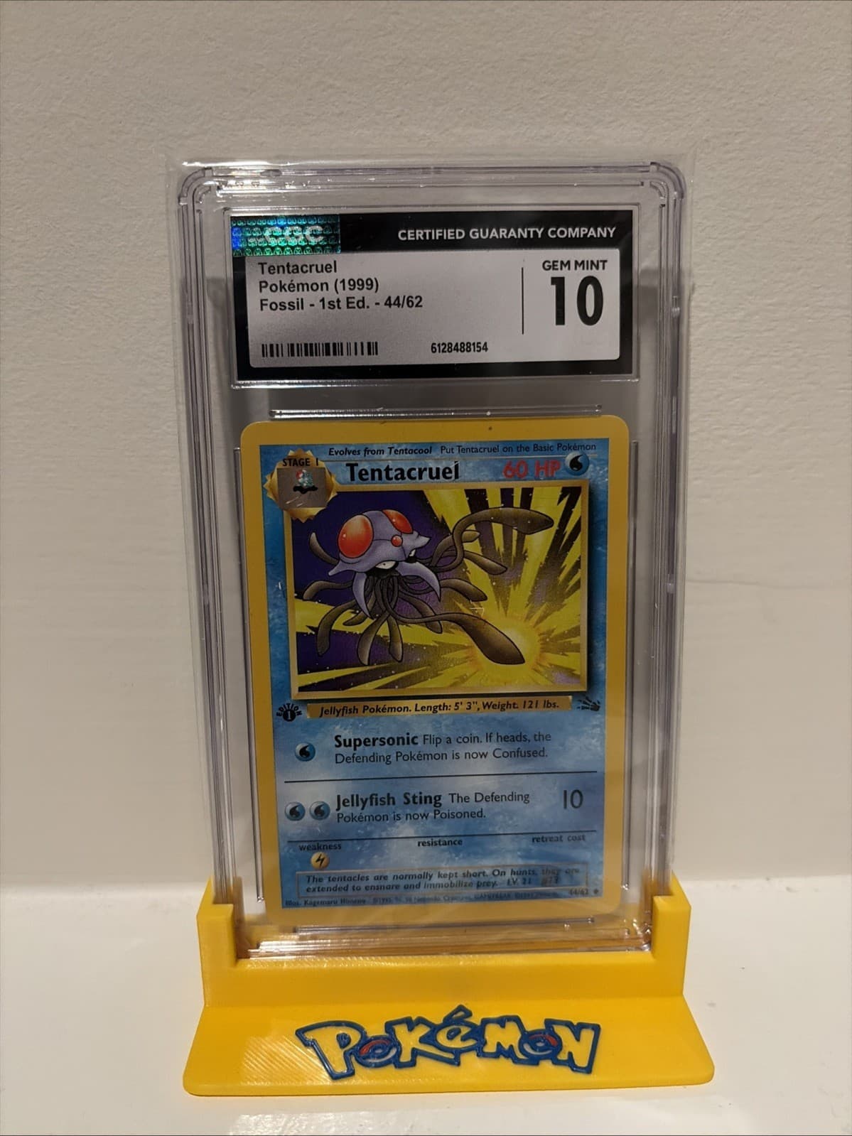 Pokémon Tentacruel Card 44/62 Fossil Regular 1st Edition CGC 10 Gem Mint