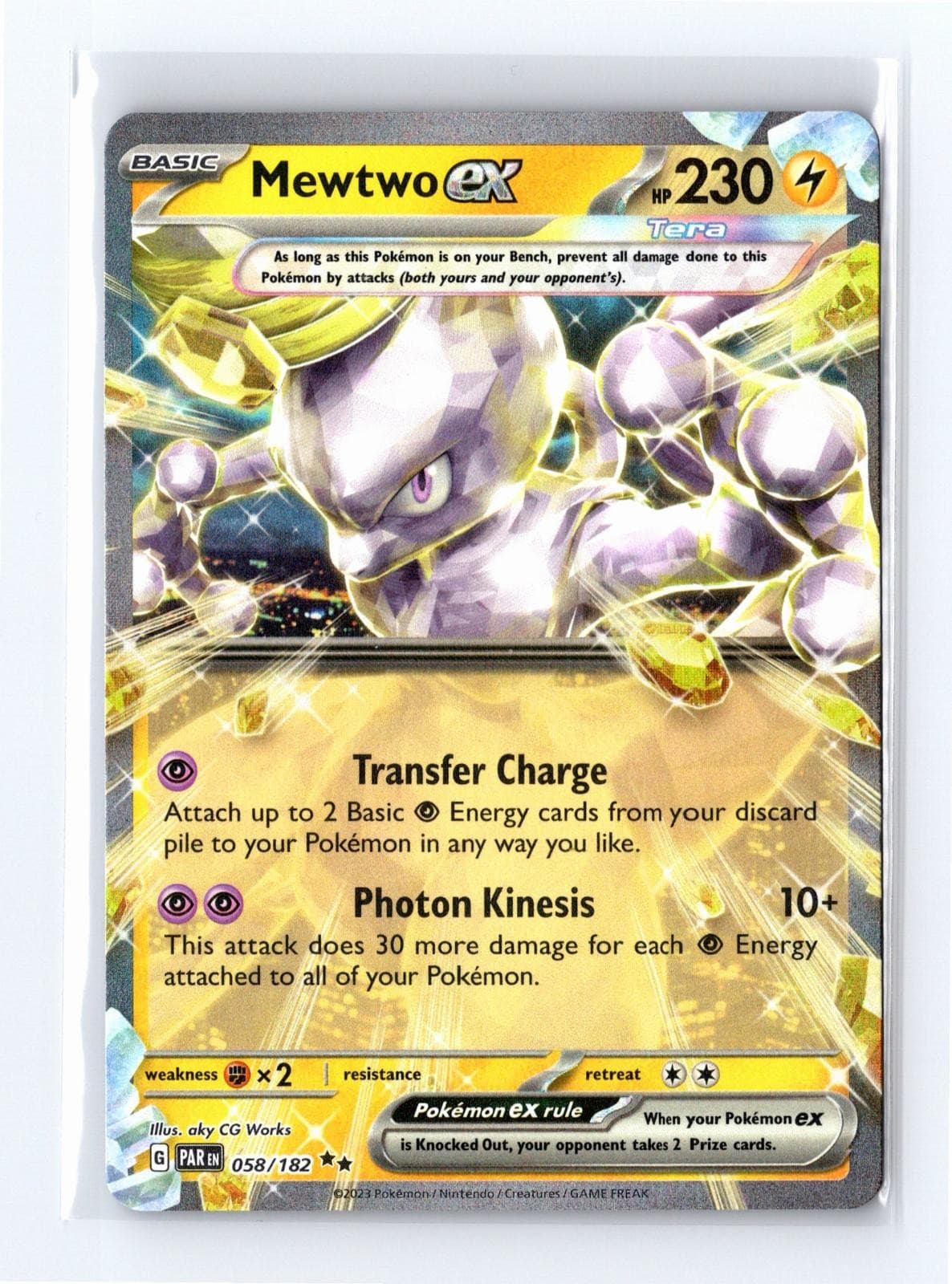 Mewtwo ex 058/182 RR Paradox Rift Pokemon Holo NM