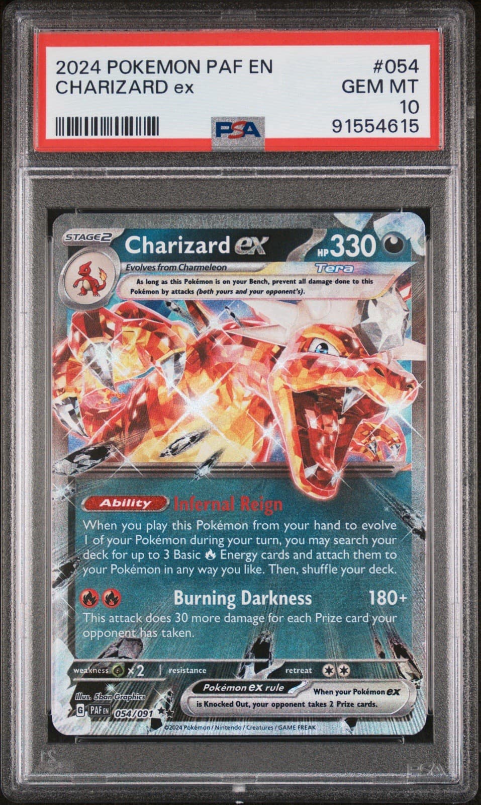 Pokémon TCG Charizard EX Double Rare Card Paldean Fates 054/091 PSA 10