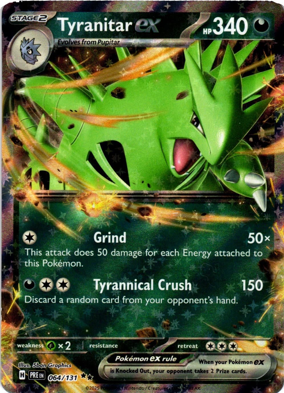 Tyranitar ex 64/131 Prismatic Evolutions Holo Pokemon Card NM Double Rare TCG