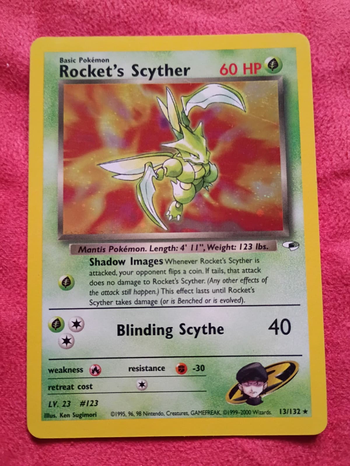 Pokemon Rocket’s Scyther 13 Gym Heroes Holo Rare 2000 WOTC Unlimited LP