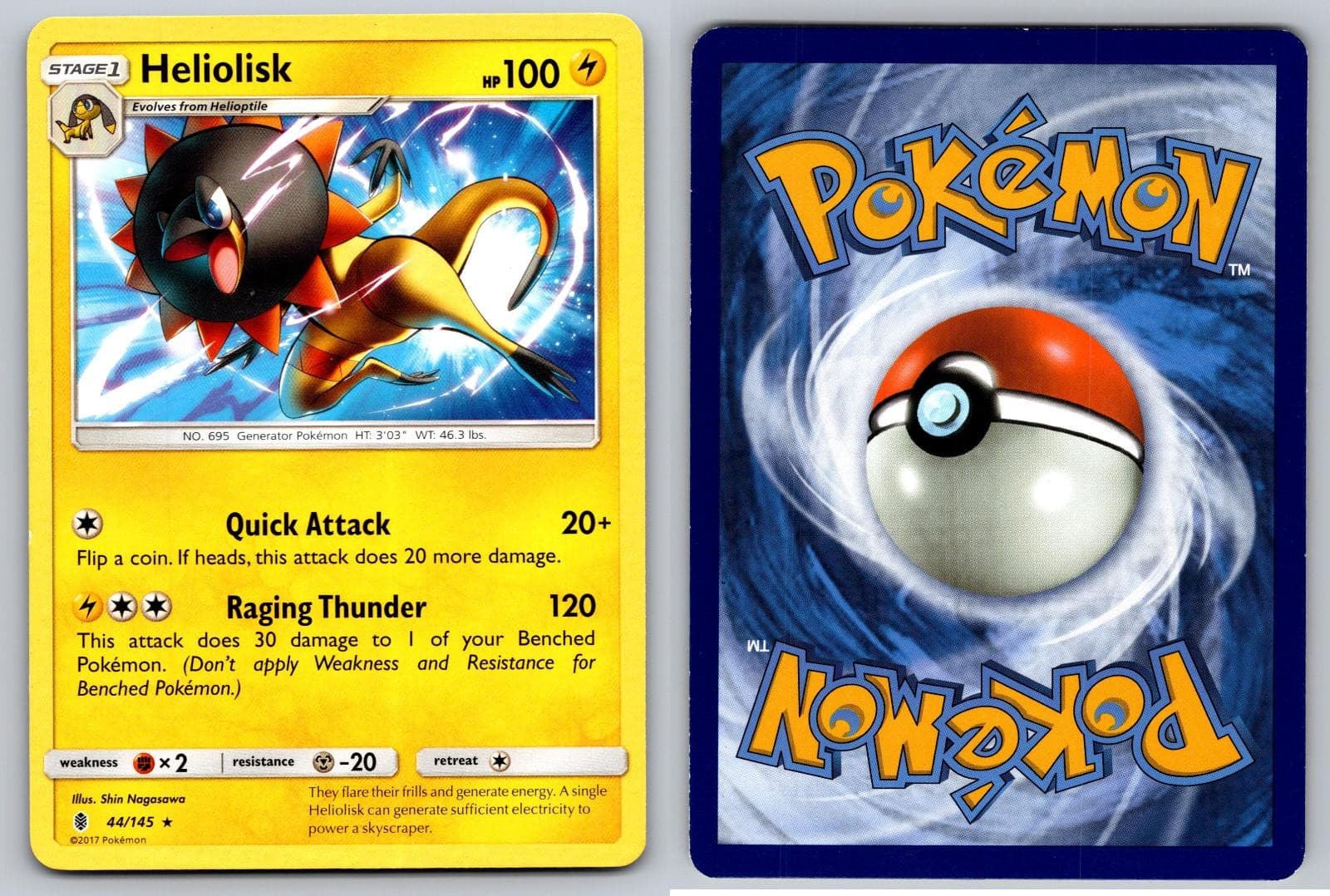 HELIOLISK 44/145 RARE GUARDIANS RISING POKEMON NM/M