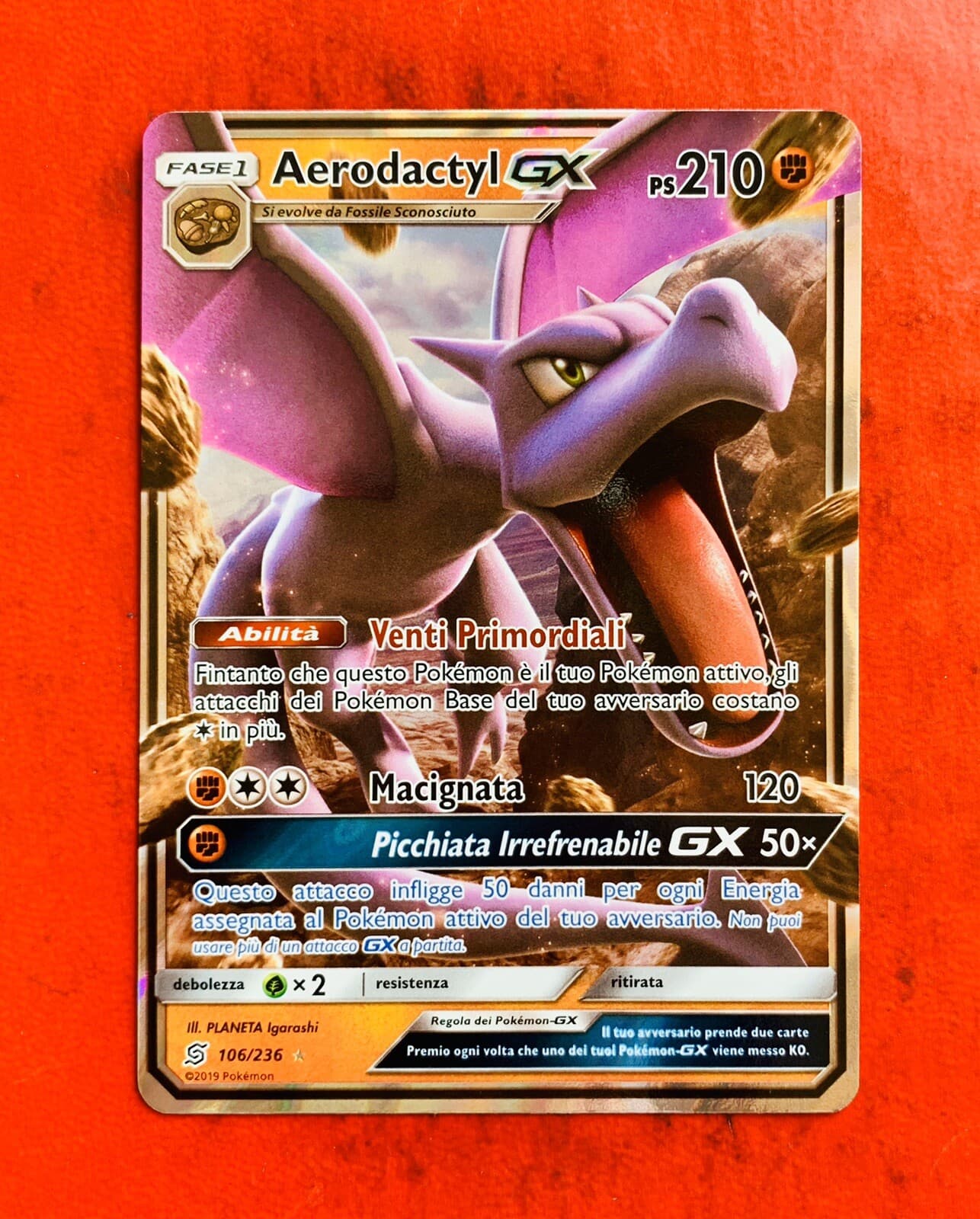 Lotto Carte Pokemon 106/236 AERODACTYL GX [Sintonia Mentale] ITA