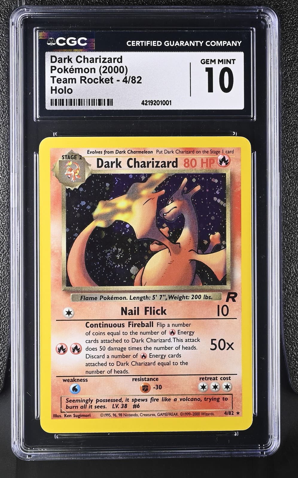 Pokemon Dark Charizard Team Rocket Unlimited 4/82 Holo CGC 10 Gem Mint