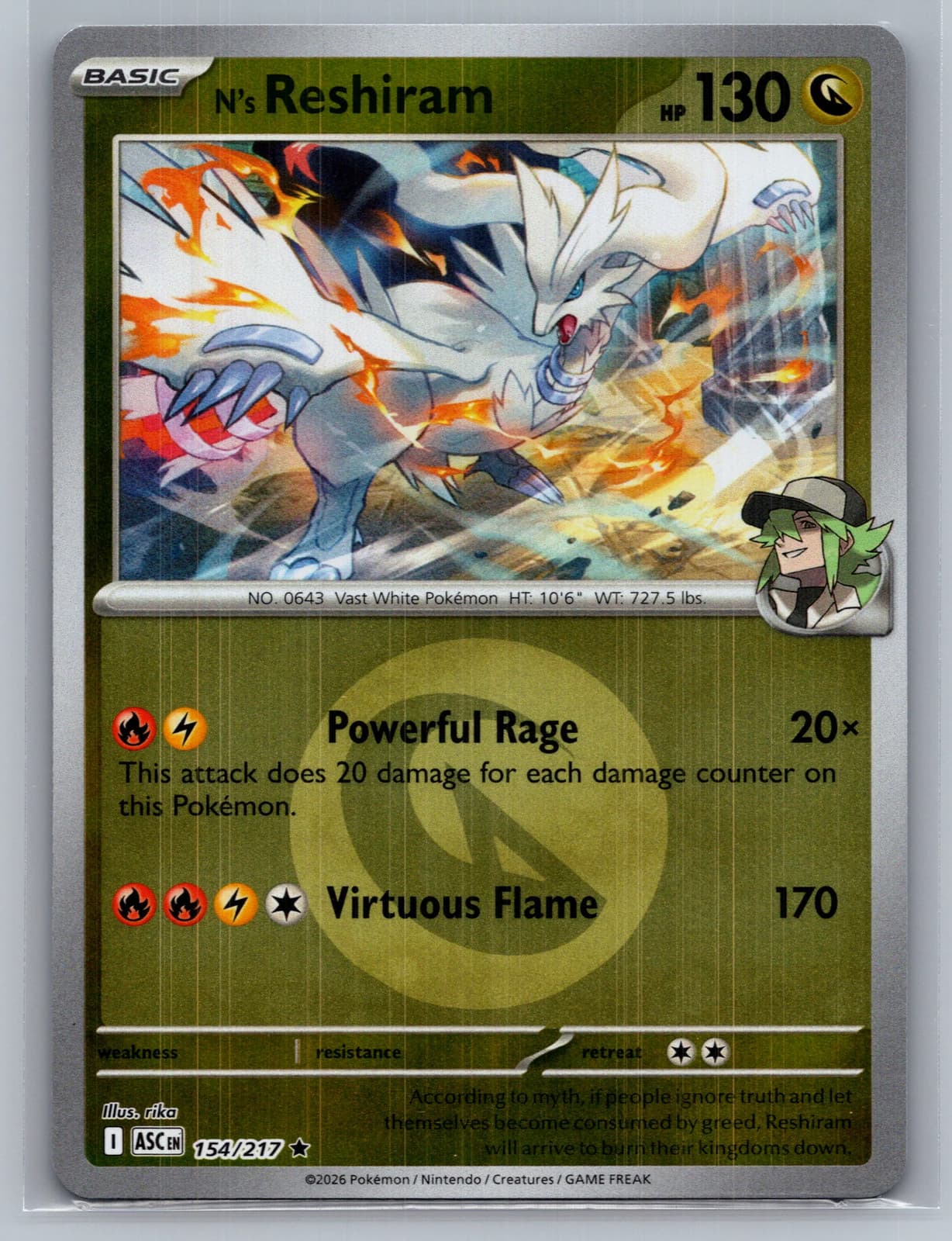 N'S Reshiram #154/217 2026 Mega Evolution – Ascended Heroes Pokemon TCG