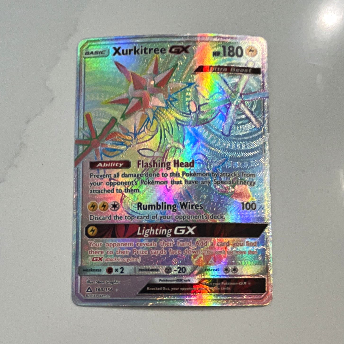 Pokémon Company Xurkitree GX 160/156 SM Ultra Prism Secret Rare Full Art Holo