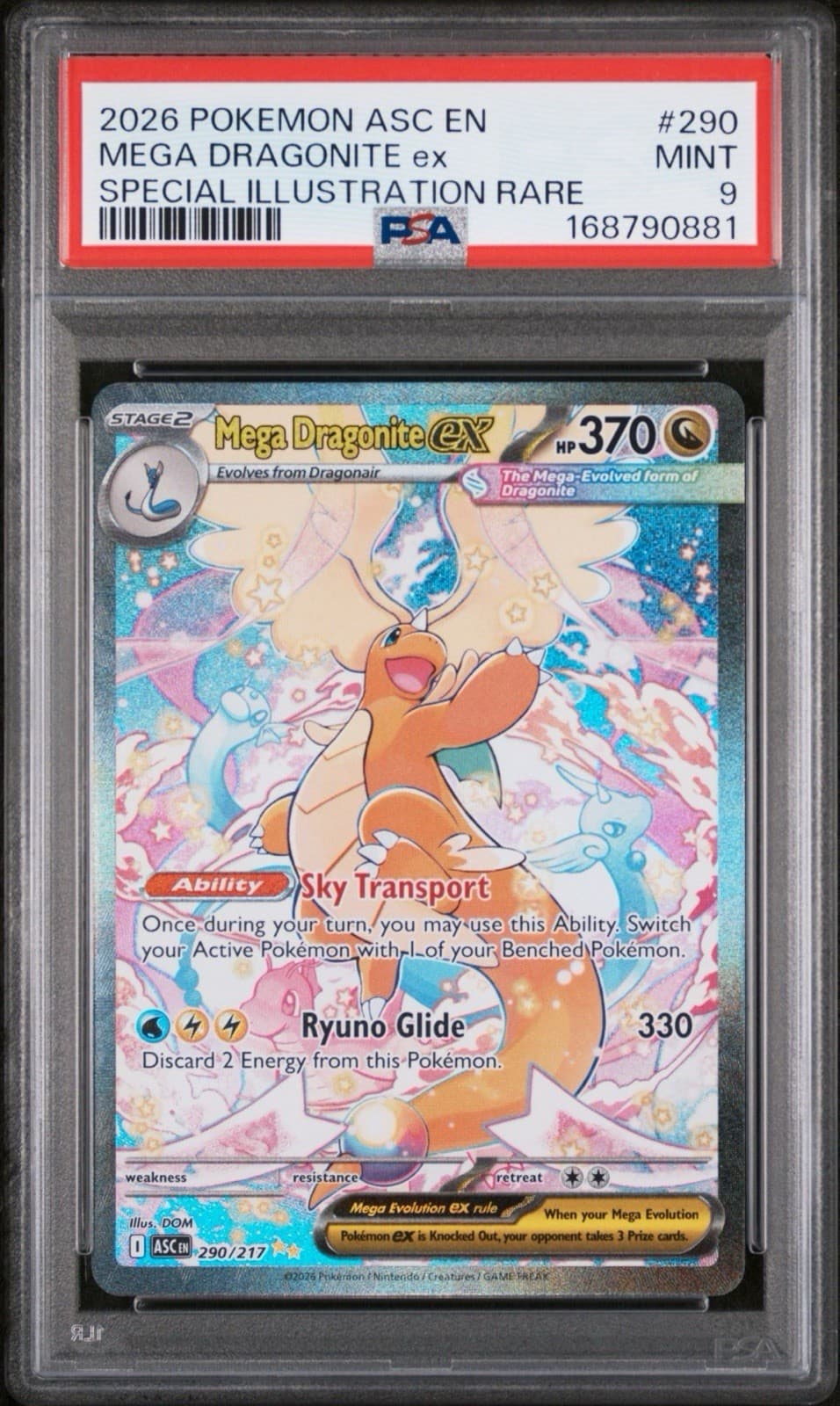 Mega Dragonite ex 2026 Pokemon Me: Ascended Heroes 290/217 Holo PSA 9 SIR