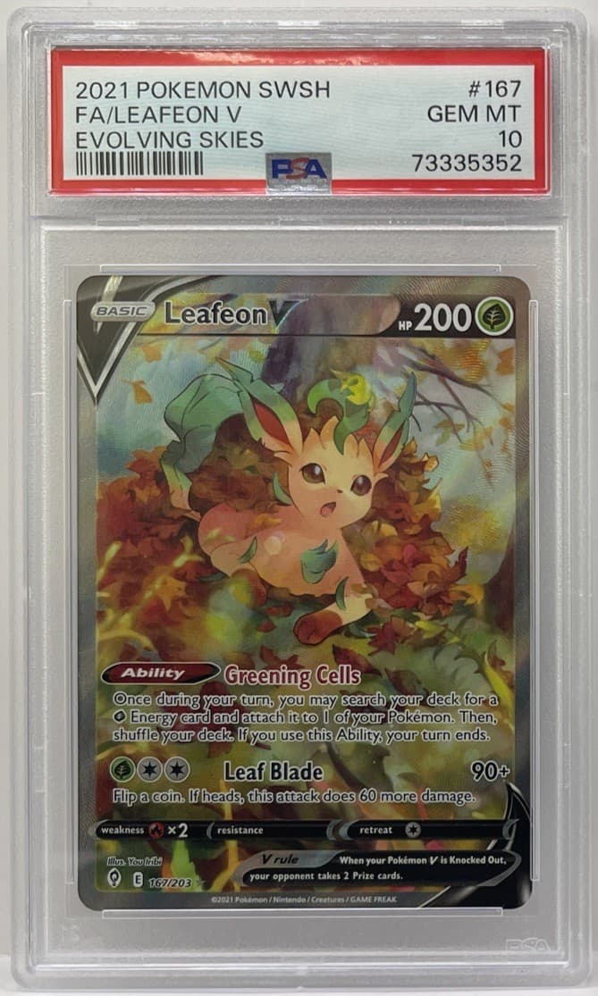 2021 Pokemon SWSH Evolving Skies Leafeon V Alternate Full Art #167/203 PSA 10 SP