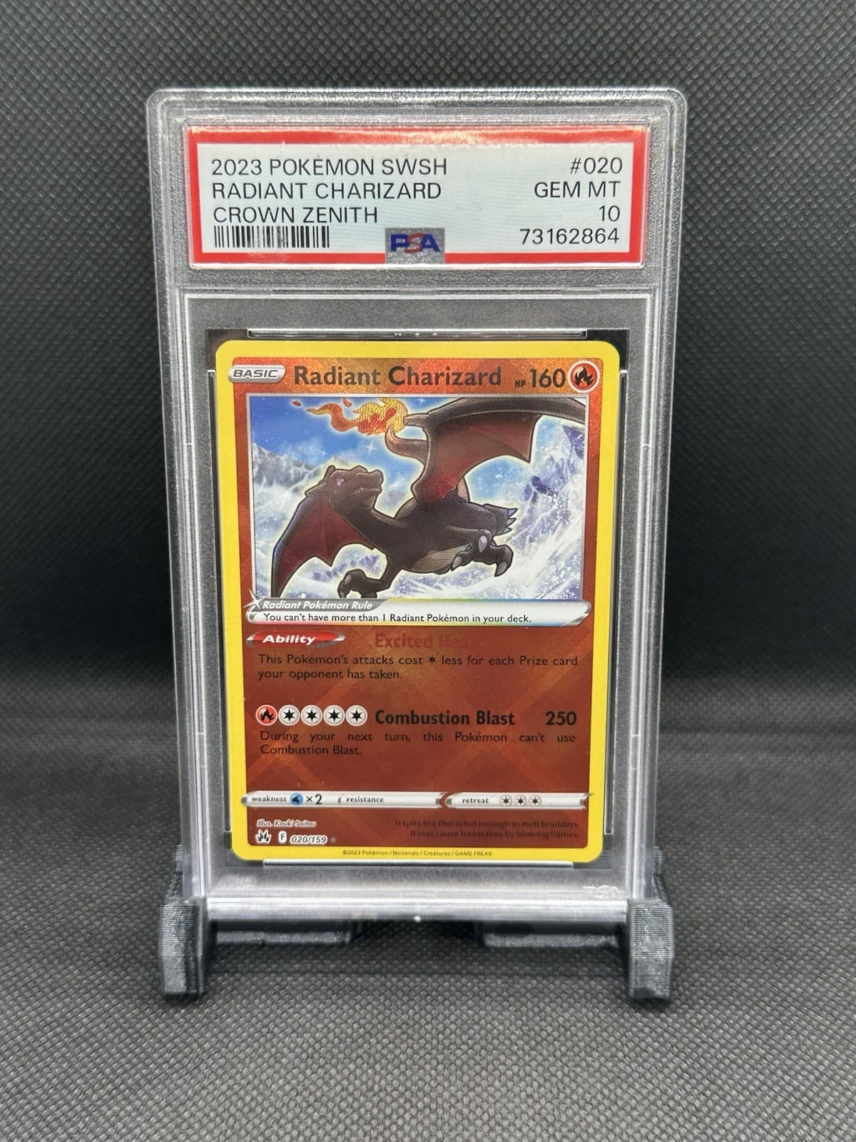 Pokemon TCG SWSH Crown Zenith Radiant Charizard Holo Ultra Rare 020/159 PSA 10