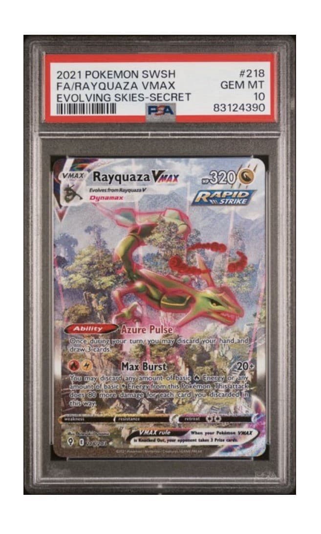 Pokemon Rayquaza VMAX Evolving Skies Secret Full Alt Art #218 PSA 10