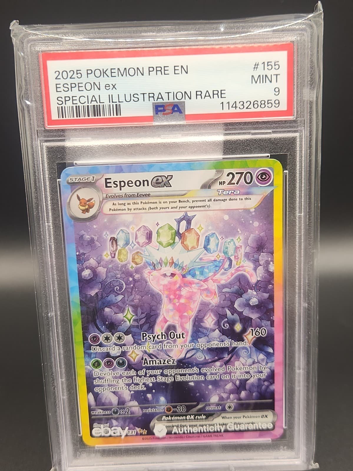 Espeon ex 2025 PRE Special Illustration Rare #155/131 PSA MINT 9