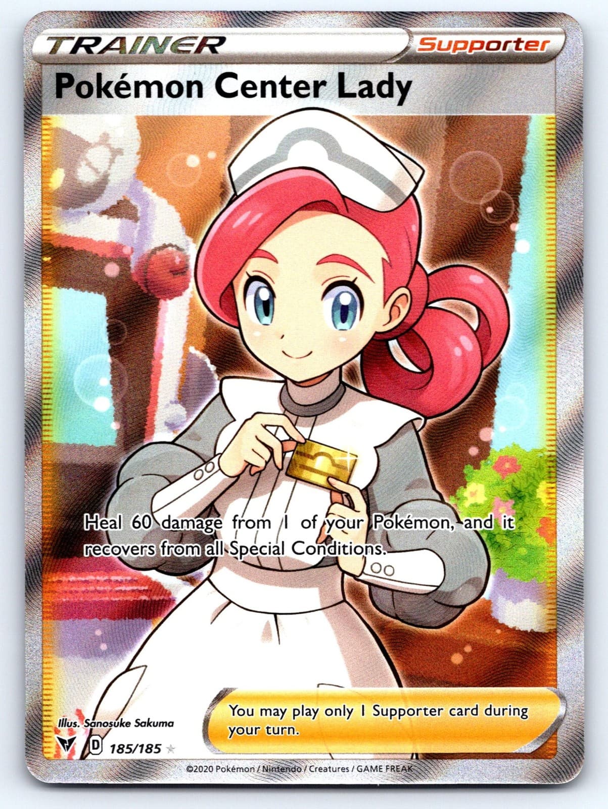 Pokemon Center Lady (Full Art) SWSH04: Vivid Voltage 185/185 NM