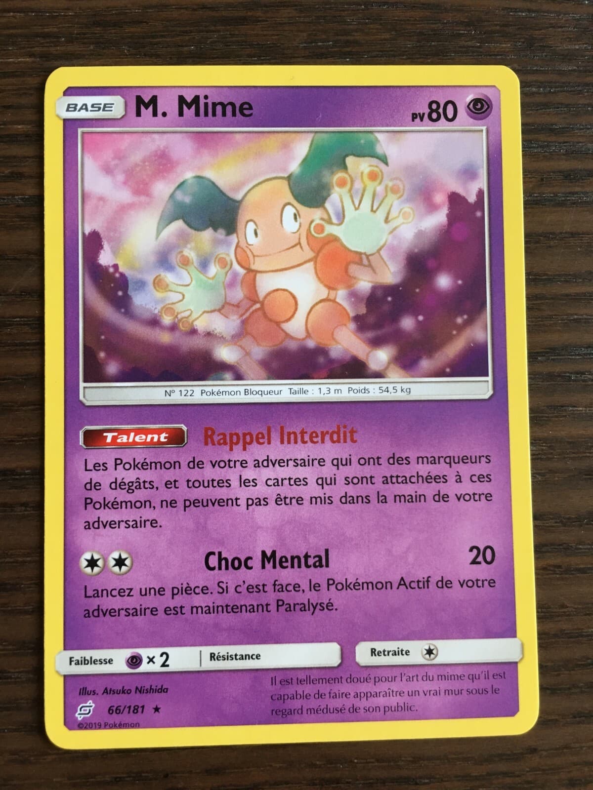 Carte Pokémon RARE M. Mime 66/181 SL9 Soleil & Lune Duo de Choc FR NEUF