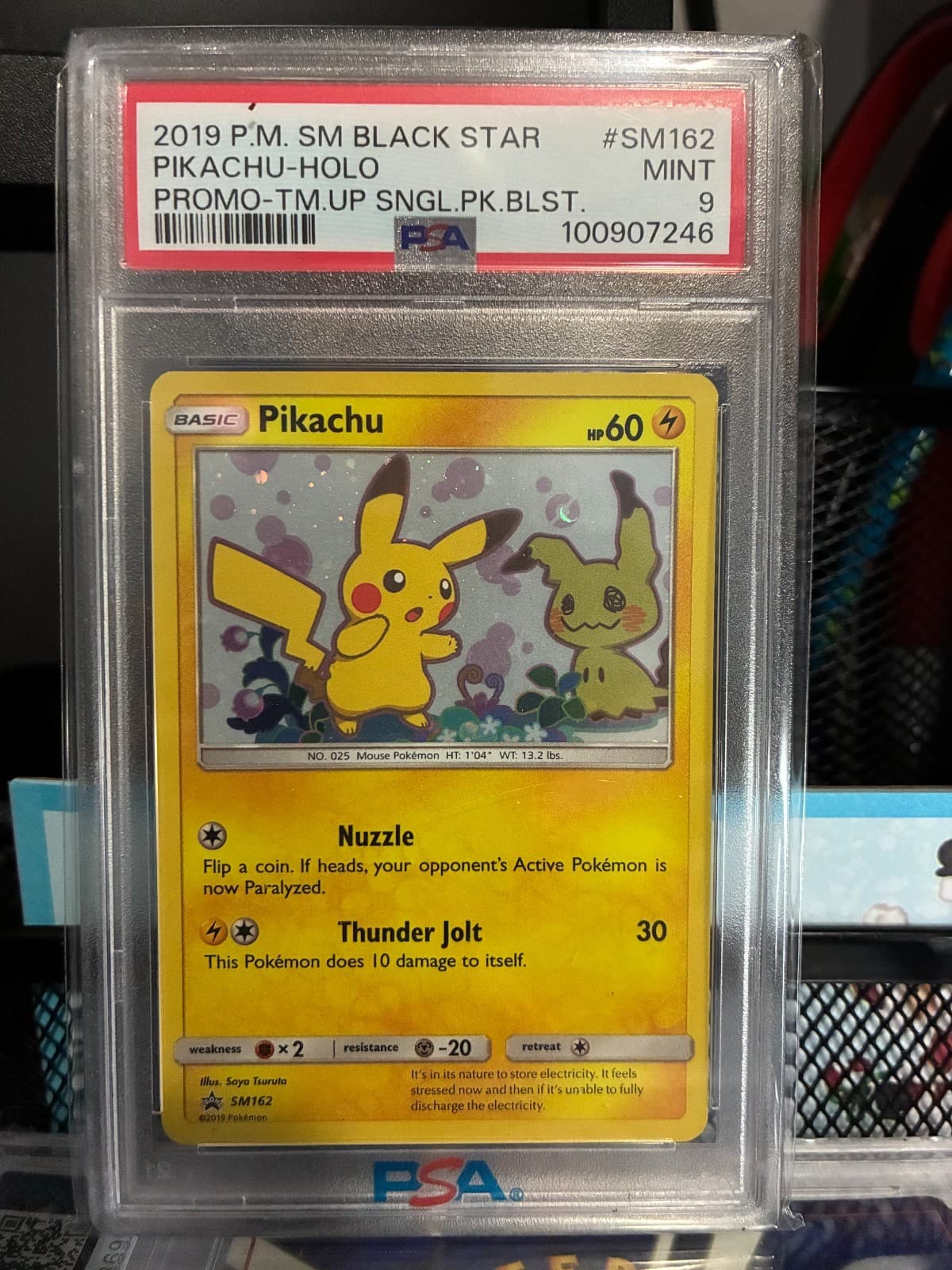2019 POKEMON TEAM UP BLISTER BLACK STAR PROMO PIKACHU HOLO SM162 PSA 9 MINT